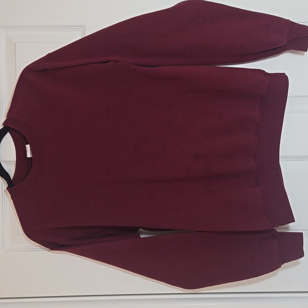 Hanes EcoSmart Maroon Crewneck Sweatshirt Cotton Blend Unisex S - Picture 3 of 10